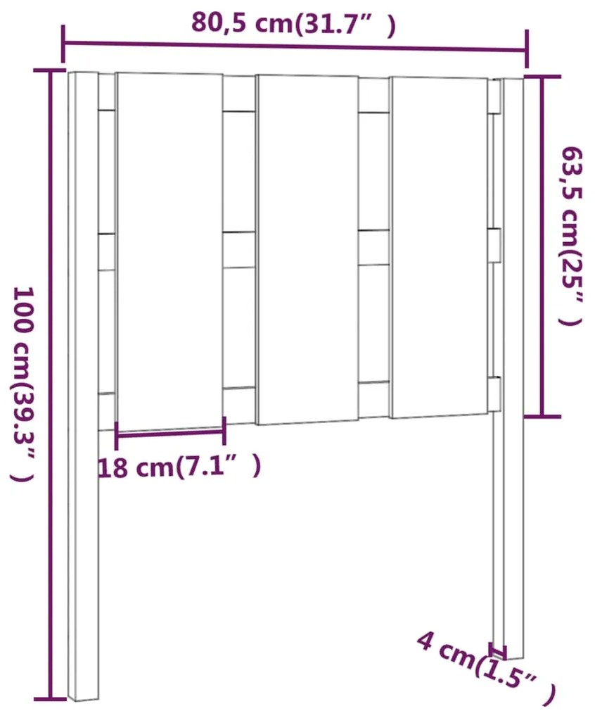 Cabeceira de cama 80,5x4x100 cm pinho maciço castanho mel