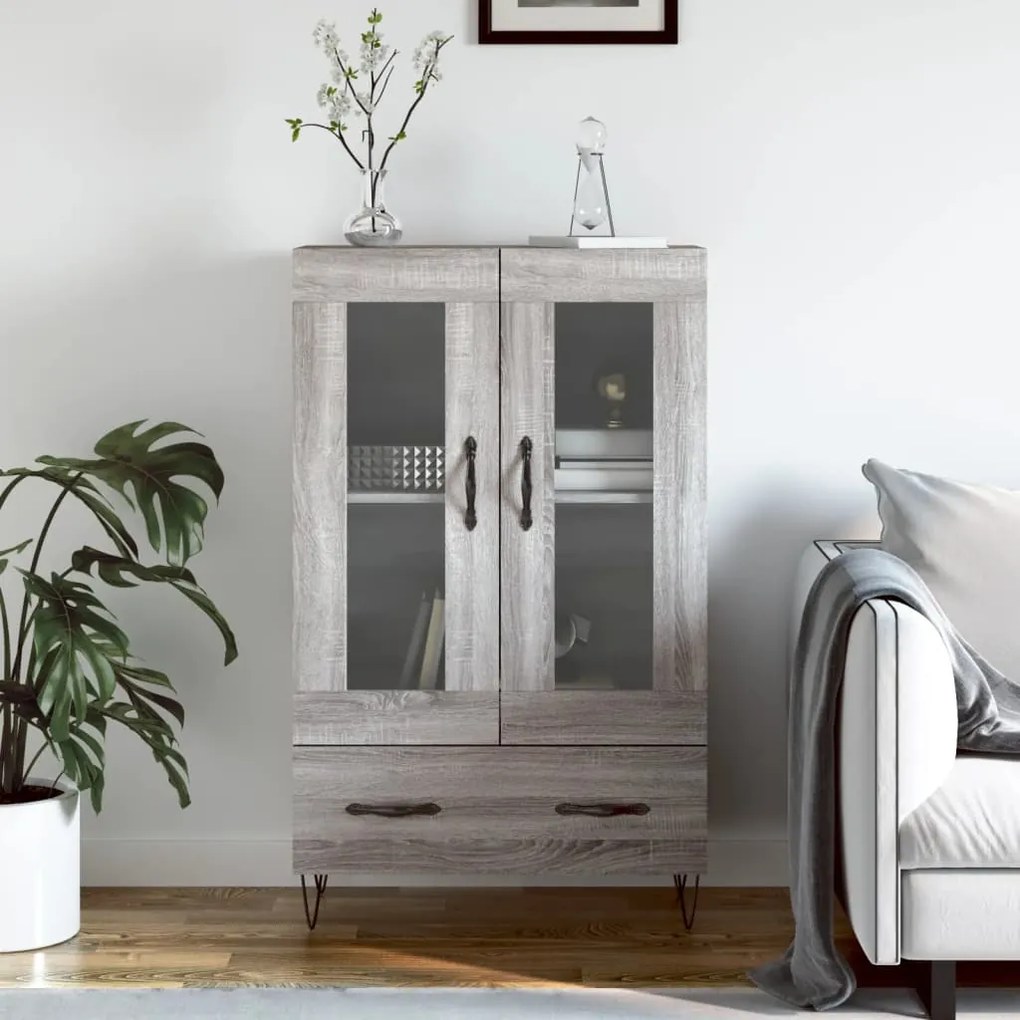 828298 vidaXL Armário alto derivados de madeira 69,5x31x115cm cinza sonoma