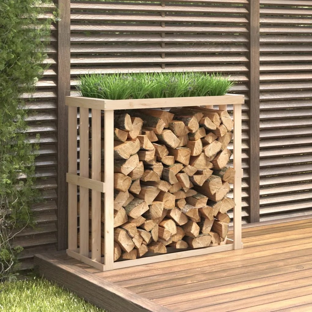 822626 vidaXL Suporte de lenha p/ exterior 108x52x106 cm madeira pinho maciça