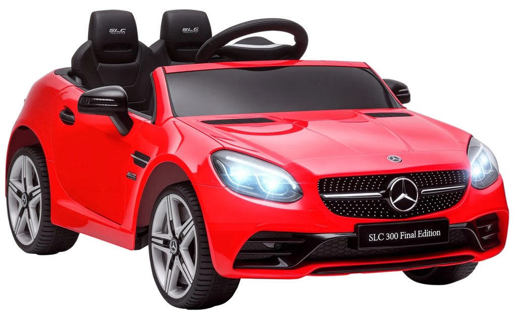 AIYAPLAY Carro Elétrico Mercedes SLC 300 12V para Crianças de 3-6 Anos com Controlo Remoto Faróis LED Buzina Música TF USB e Abertura da Porta 3-5km/h 107x62,5x44 cm Vermelho