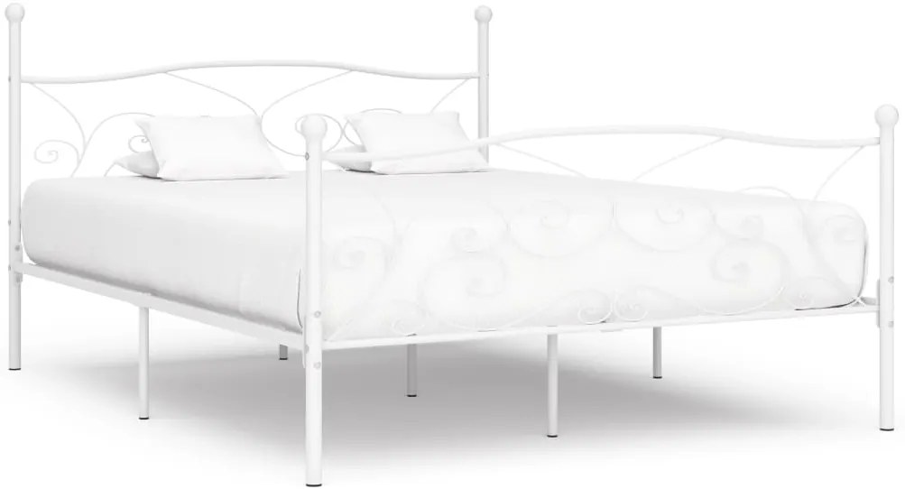 Estrutura de cama com estrado de ripas 200x200 cm metal branco