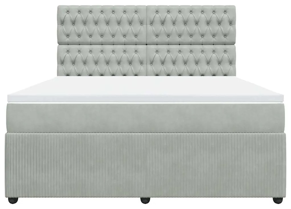 Cama com molas/colchão 180x200 cm veludo cinzento-claro