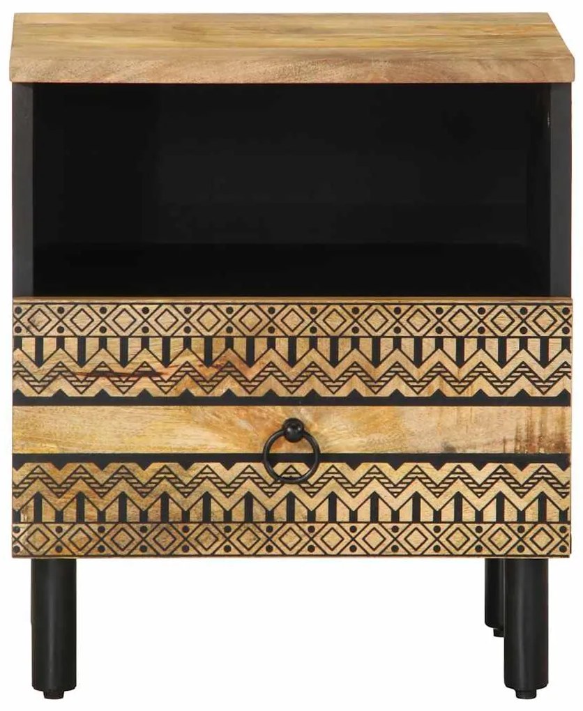 Mesas cabeceira 2 pcs 40x33x46 cm mangueira áspera maciça preto