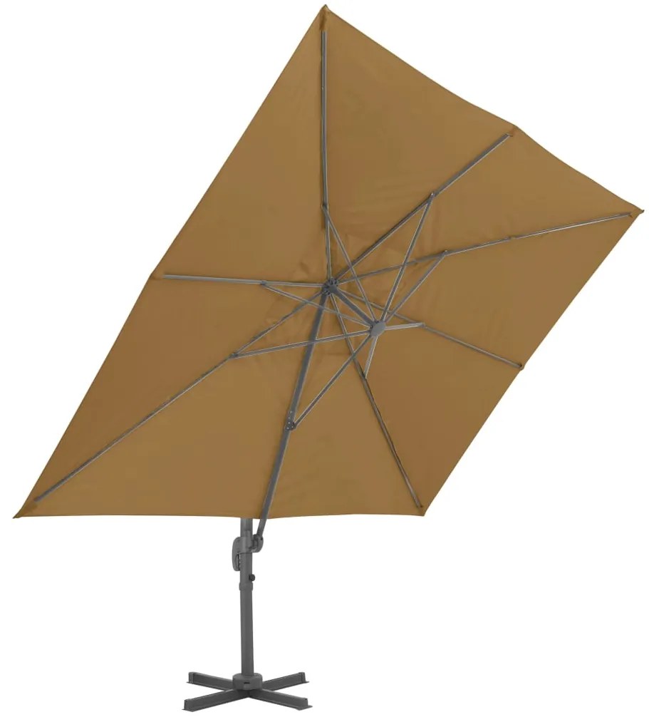 Guarda-sol cantilever c/ poste alumínio cinzento-acastanhado