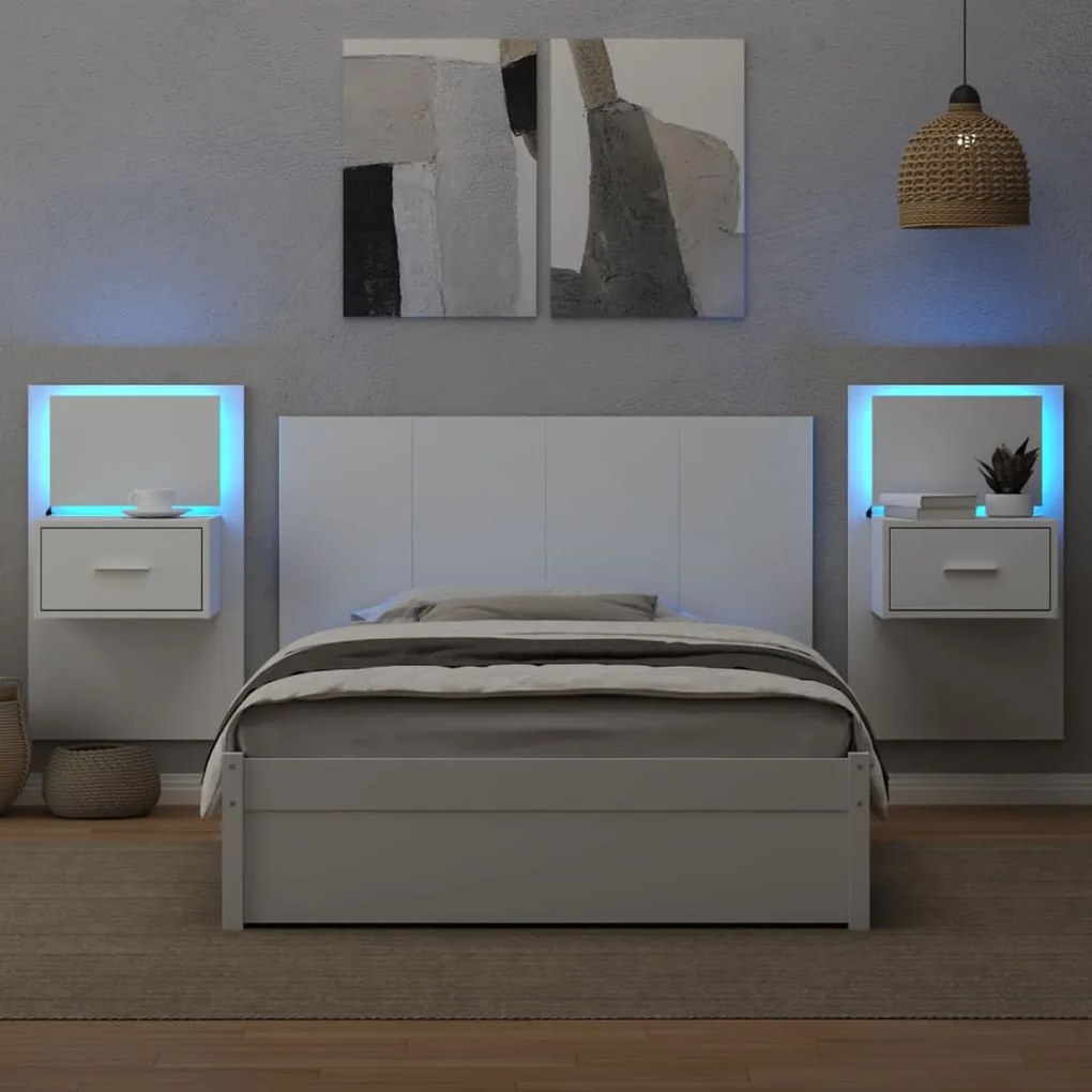 Cabeceira de cama c/ armários 120cm derivados de madeira branco