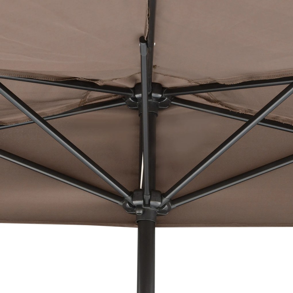 Outsunny Chapéu de Sol Semicircular 269x138x236cm Chapéu de Sol à Manivela para Jardim Terraço Pátio Piscina Café