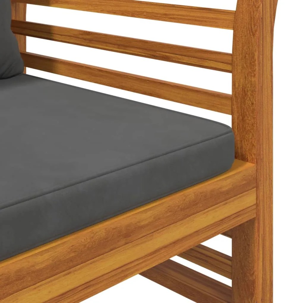 2 pcs conj. lounge jardim c/ almofadões cinza-escuro madeira