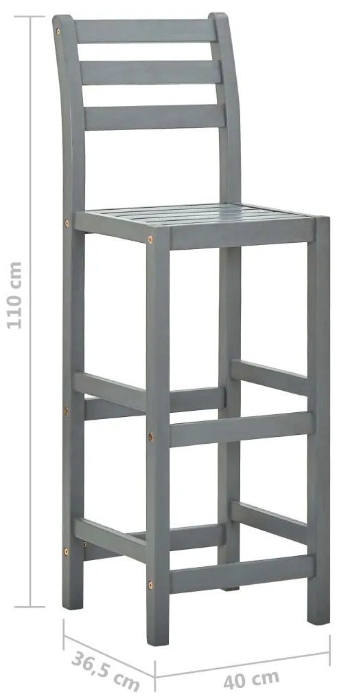 Bancos de bar 4 pcs madeira de acácia maciça cinzento