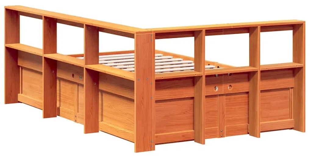 Cama com estante sem colchão 140x190 cm pinho maciço