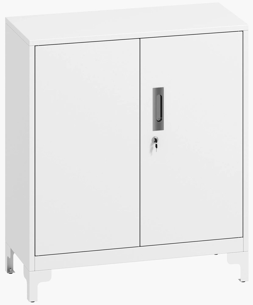 Armário de Arrumação Metálico Armário de Escritório com 2 Portas Arquivador para Escritório 80x35x91 cm Branco