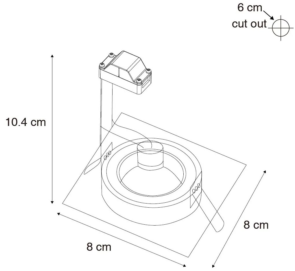 Conjunto de 6 Focos Embutidos Quadrados Brancos GU10 50mm IP44 - Xena Moderno