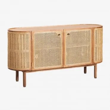 Aparador 145x45 Cm Em Rattan E Madeira Edwina Madeira Natural - Sklum