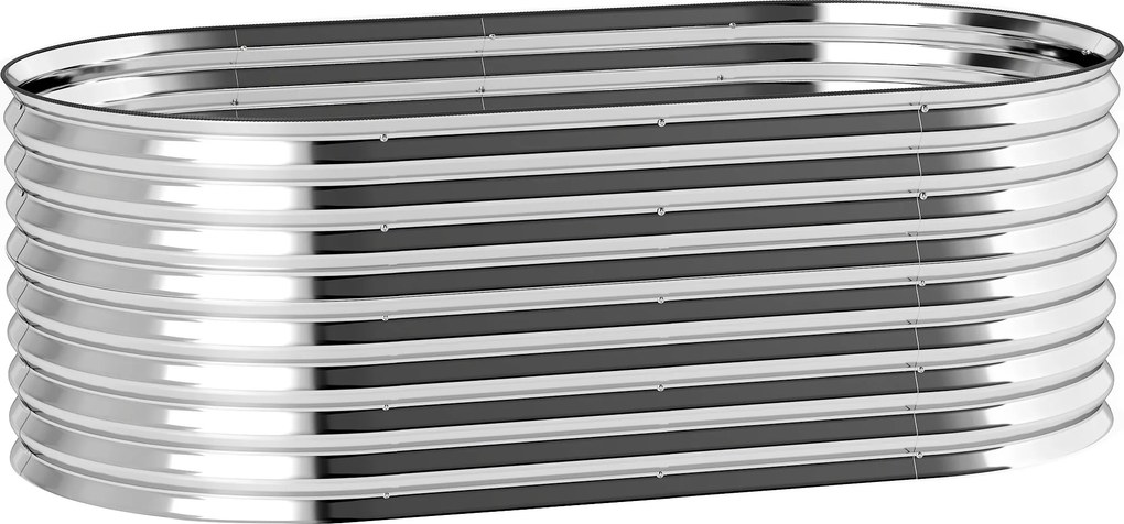 Outsunny Canteiro de jardim elevado, resistente à ferrugem em aço galvanizado 160 x 80 x 56 cm prateado | Aosom Portugal