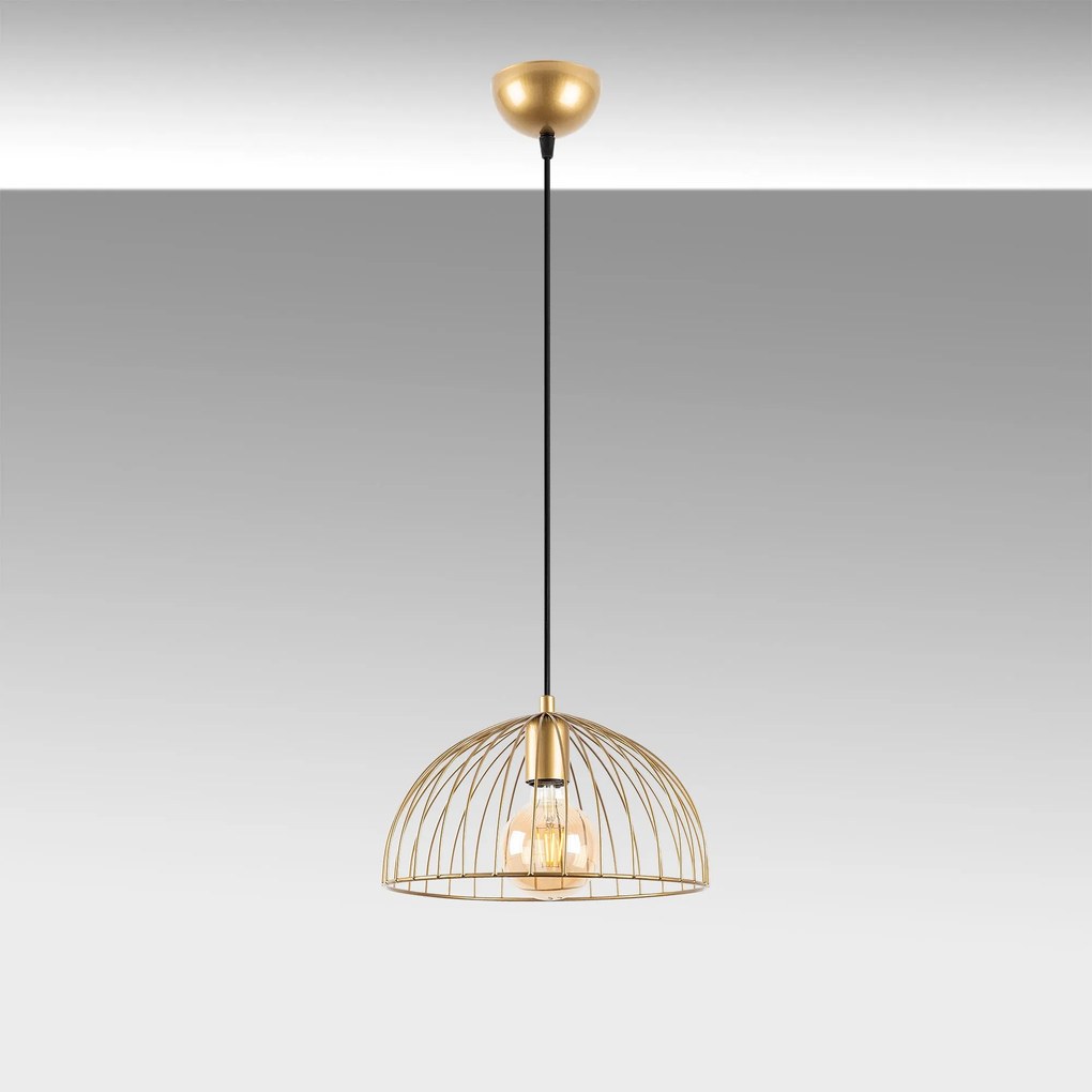 Candeeiro Chandelier Telkure – Dourado Brilhante – 31 x 31 x 105 cm