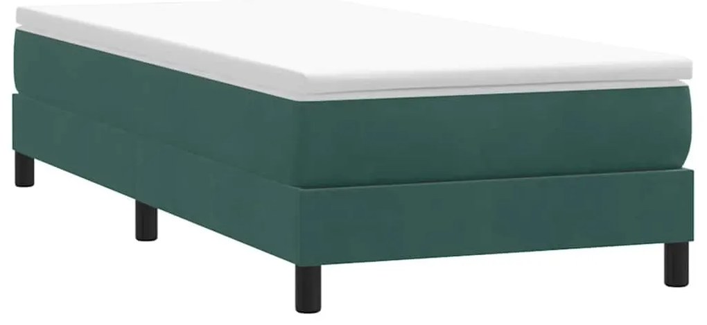 Cama com molas/colchão verde-escuro 90x210 cm veludo