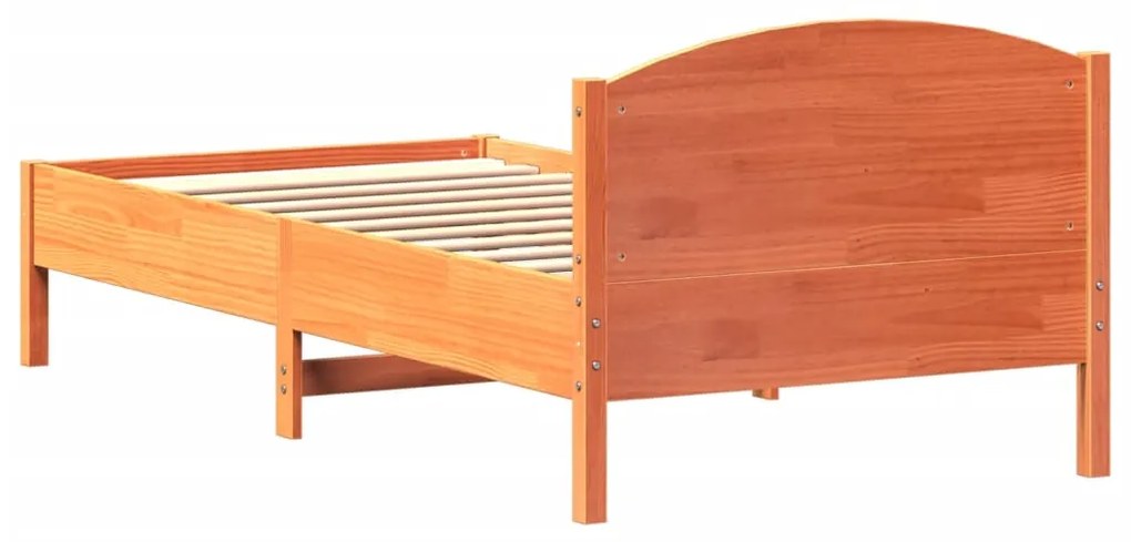 Cama sem colchão 100x200 cm pinho maciço castanho-mel