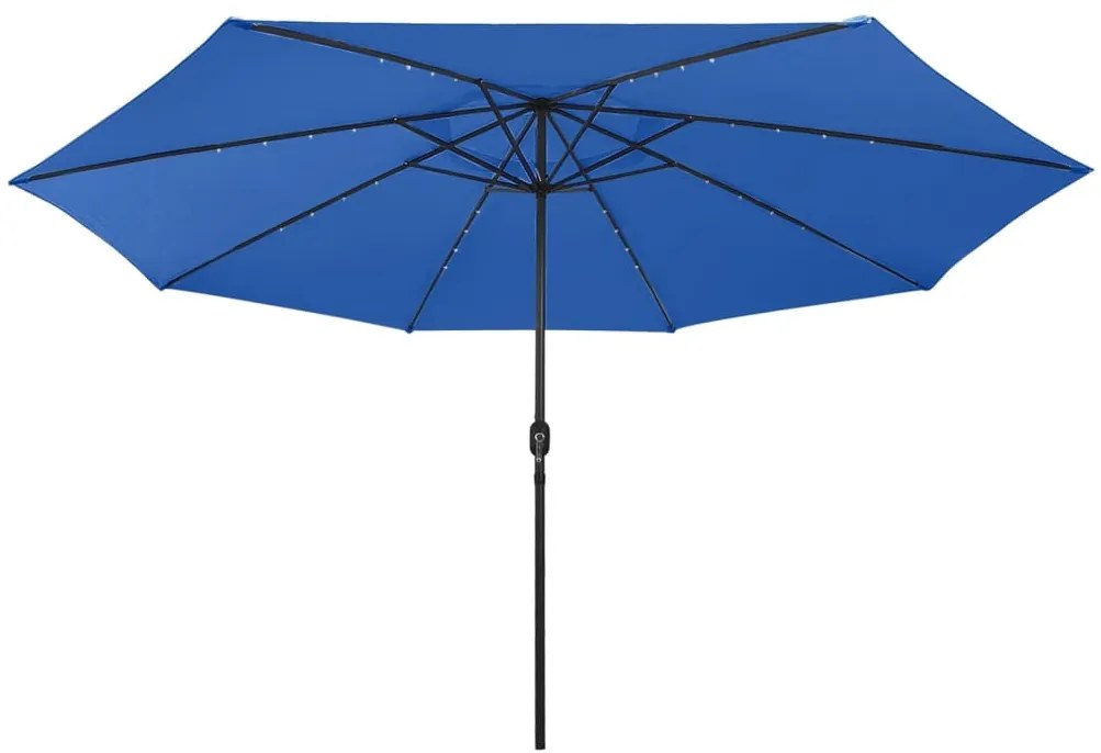 Guarda-sol de jardim com luzes LED 400 cm azul-ciano