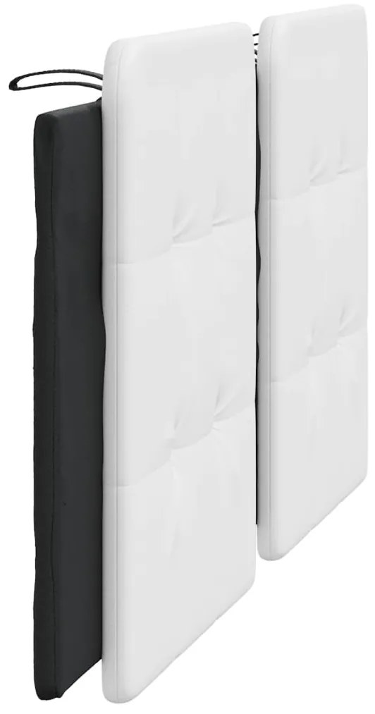 Almofadão de cabeceira 180 cm couro artificial branco e preto