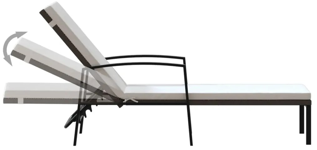 Espreguiçadeiras com mesa 2 pcs vime PE castanho