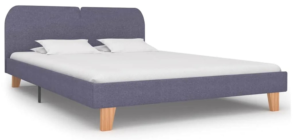 Estrutura de cama sem colchão 150x200 cm tecido cinzento-claro