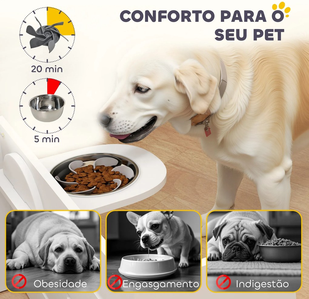 PawHut Comedouro para Cães Elevado Comedouro para Animais com 3 Altura