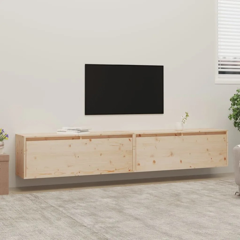 vidaXL Armários de parede 2 pcs 100x30x35 cm pinho maciço cinza