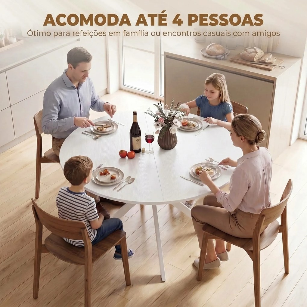 Mesa de Jantar Industrial para 4 Pessoas Redonda Ø120 cm (CADEIRAS NÃO INCLUIDAS) com Pés de Aço, Branca
