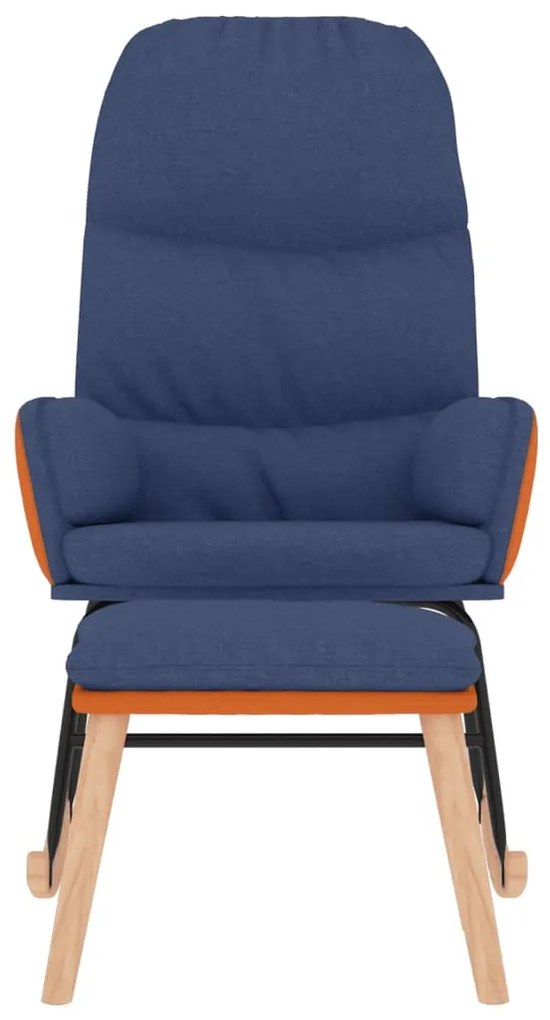 Cadeira de baloiço com banco tecido azul