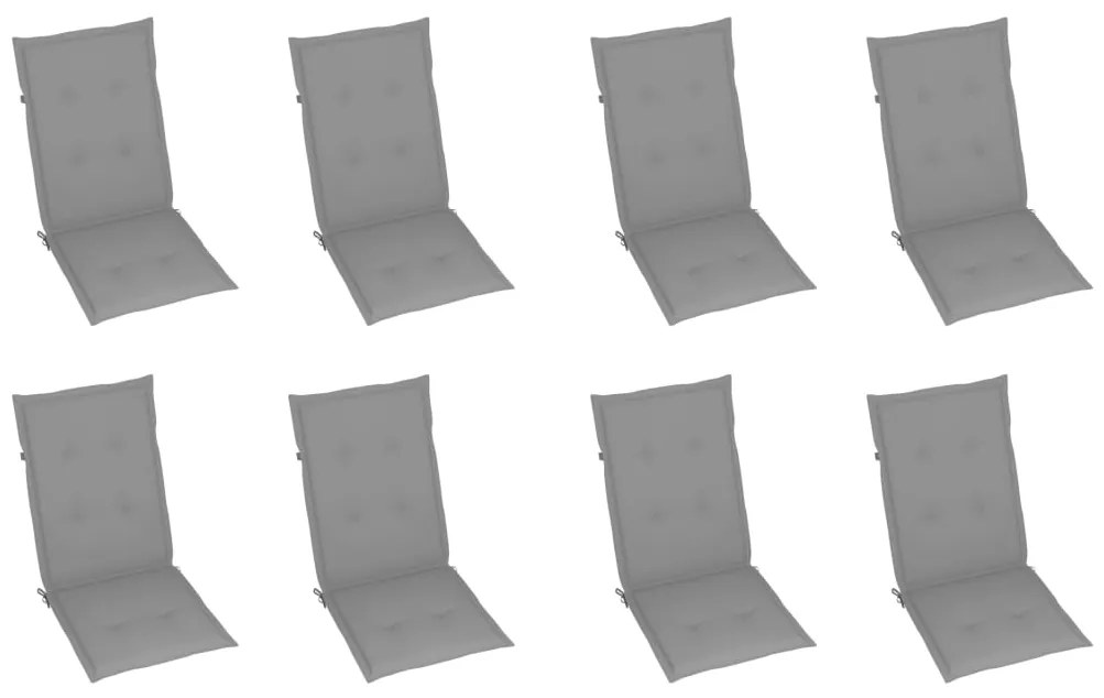 Cadeiras de jardim dobráveis c/ almofadões 8 pcs acácia maciça