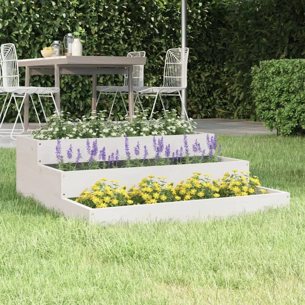 vidaXL Vaso/floreira 78x78x27 cm pinho maciço branco