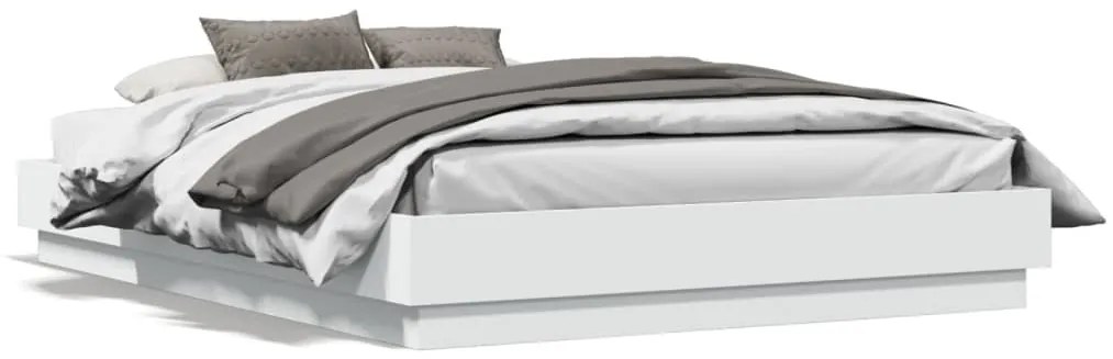vidaXL Estrutura de cama com luzes LED 135x190 cm branco