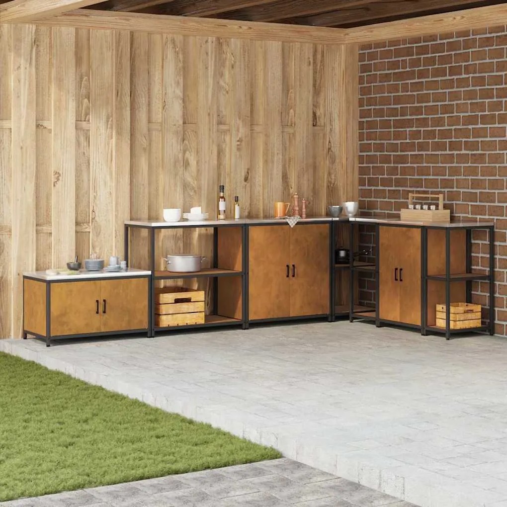 vidaXL Armazenamento de Cozinha Ferro Enferrujado 60 x 50 x 92 cm Aço