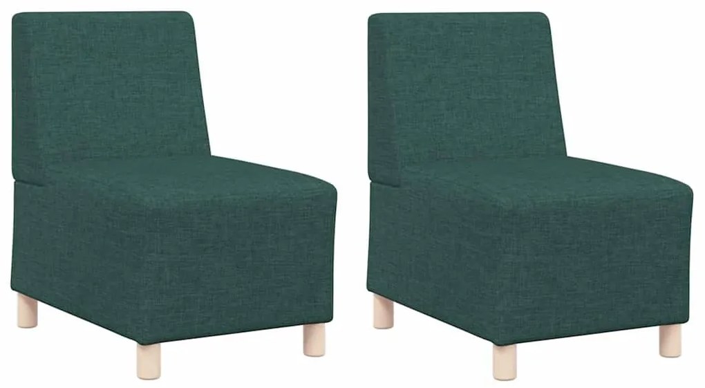 Cadeira de Sofá Cinza Claro 55 cm em Tecido 2 pcs Verde-escuro
