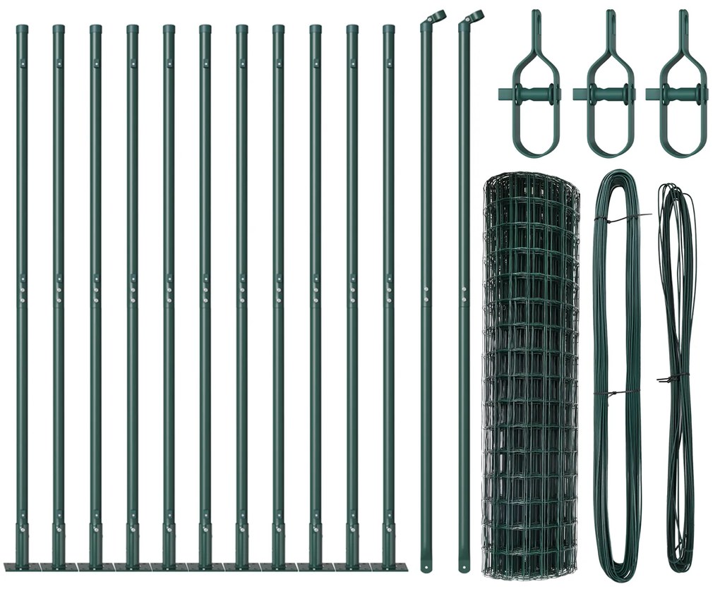 Cerca Euro com 13 Postes Flangeados 0.8x25 m Aço Galvanizado