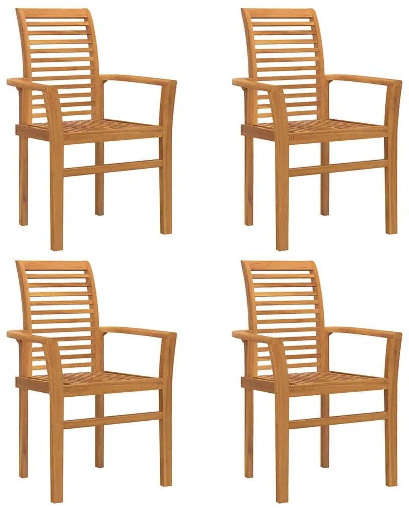Cadeira de Jardim Empilhável 4 pcs Madeira Sólida de Teca