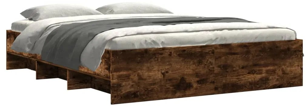Estrutura de cama sem colchão 160x200 cm carvalho fumado