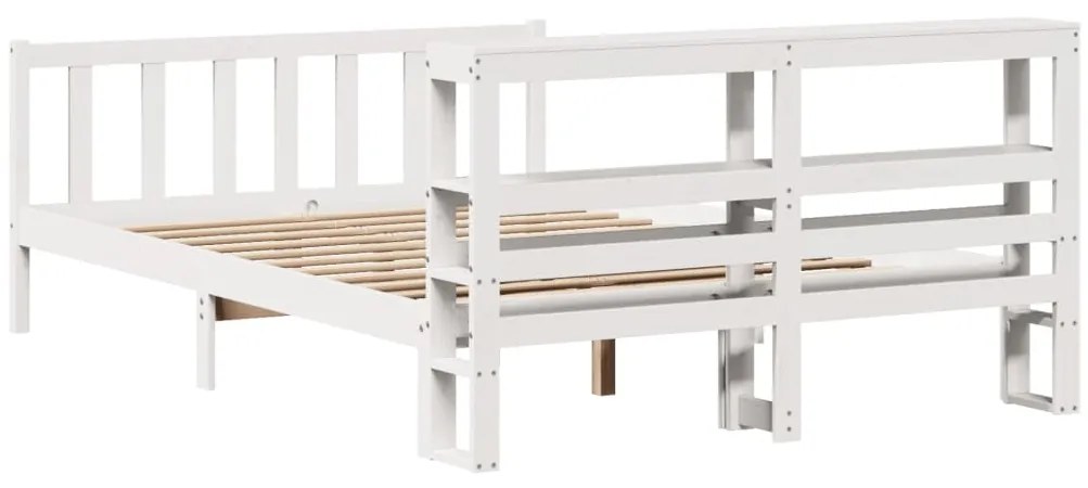 Cama sem colchão 150x200 cm madeira de pinho maciça branco