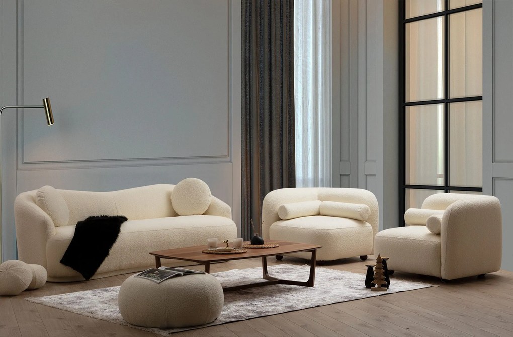 Sofá de 3 Lugares Ancona – Creme – 225x76x98 cm