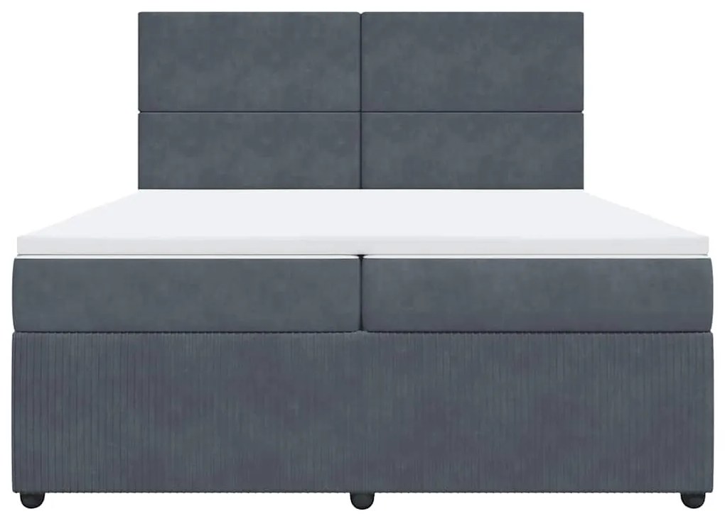 Cama com molas/colchão 200x200 cm veludo cinzento-escuro