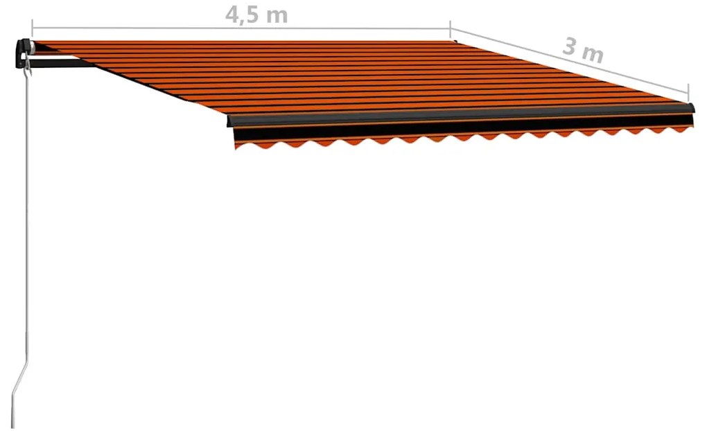 Toldo retrátil manual com LED 450x300 cm laranja e castanho