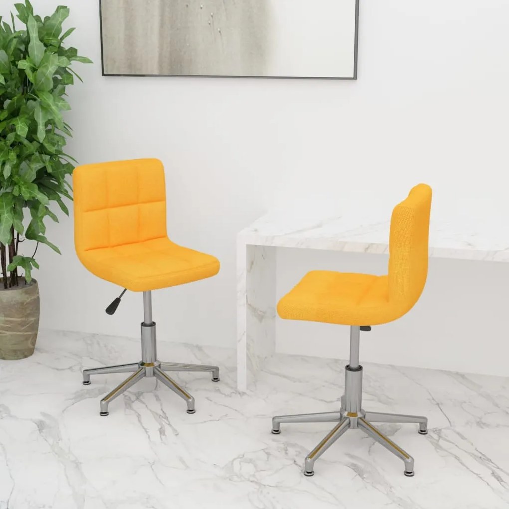 vidaXL Cadeiras de jantar giratórias 2 pcs tecido amarelo mostarda