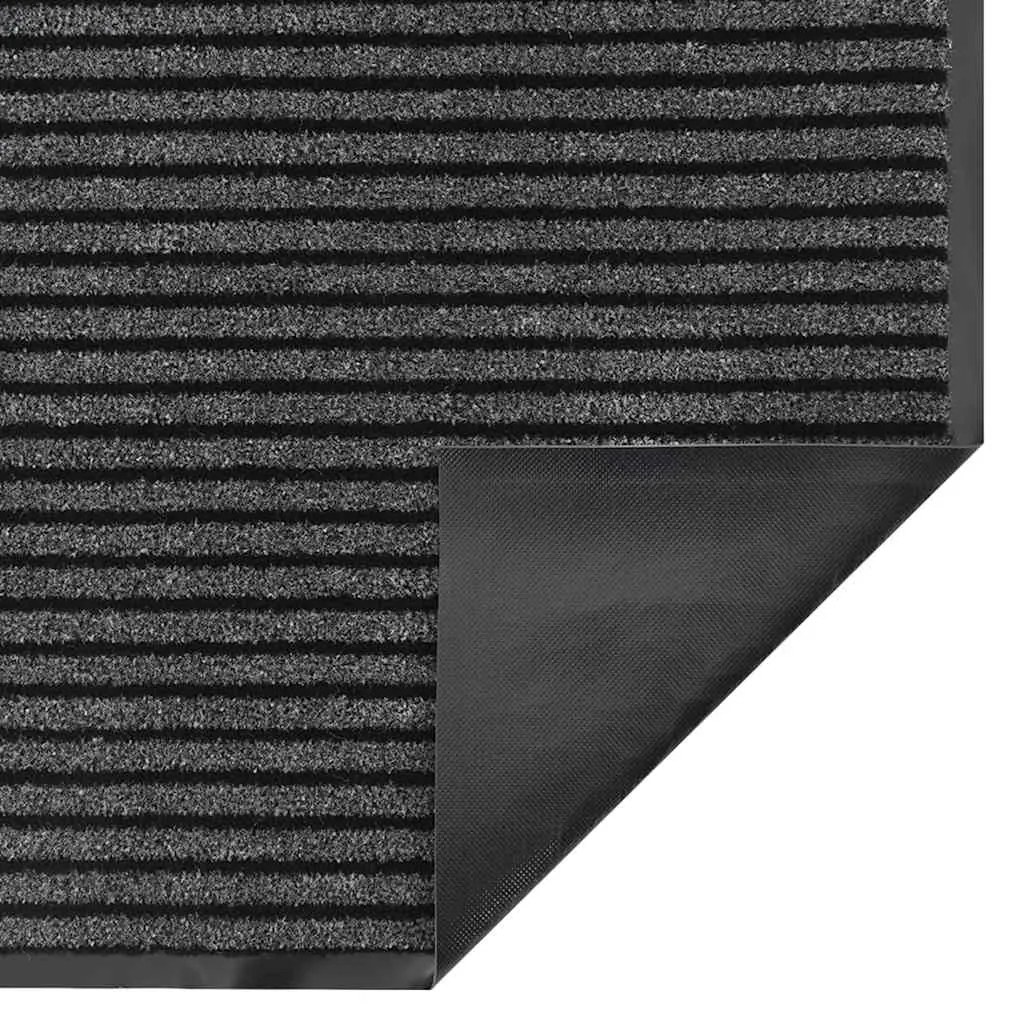 Capacho às riscas preto e cinzento 90x120 cm