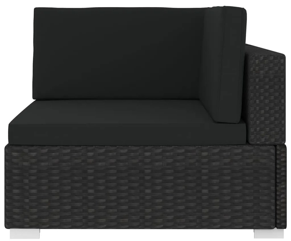 Cadeira de canto seccional c/ almofadões 1 pc vime PE preto