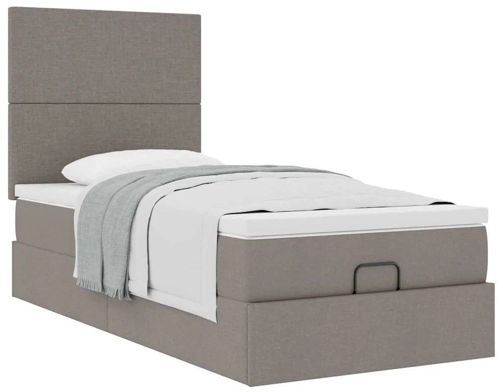 Cama otomana com colchão 100x200 cm tecido cinza