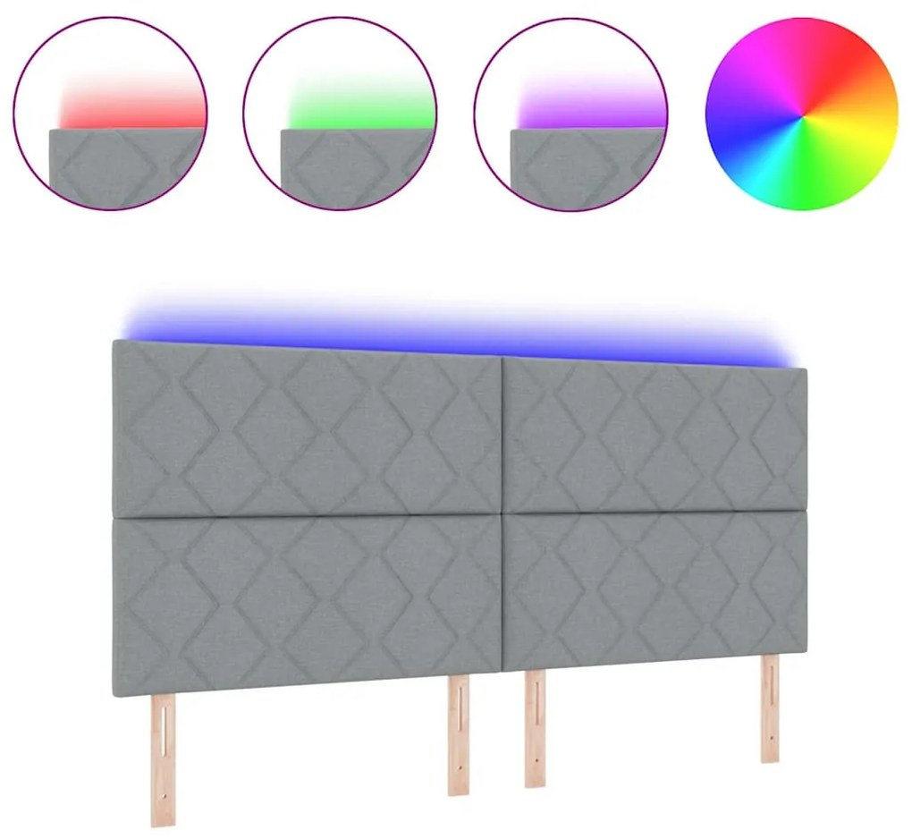 Cabeceira LED vidaXL Design de Blocos de Diamante Cinza Claro 200 cm T
