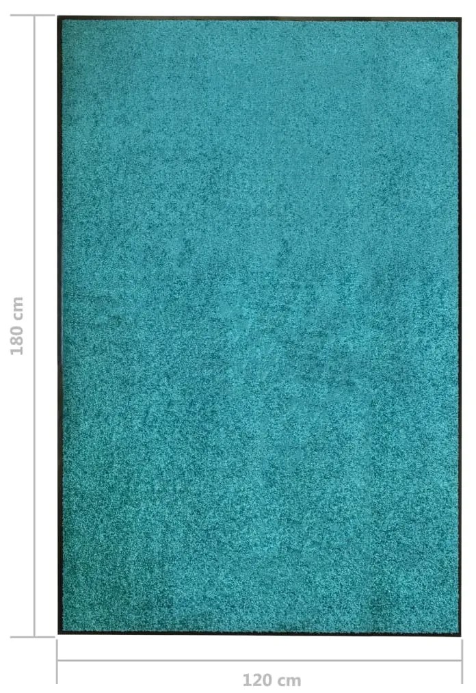 Tapete de porta lavável 120x180 cm azul ciano