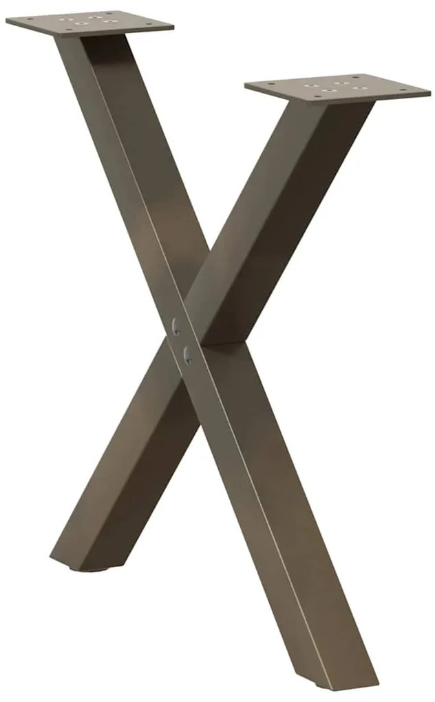 Pés para mesa de centro em formato de X, 2 peças, aço natural, 60x (42