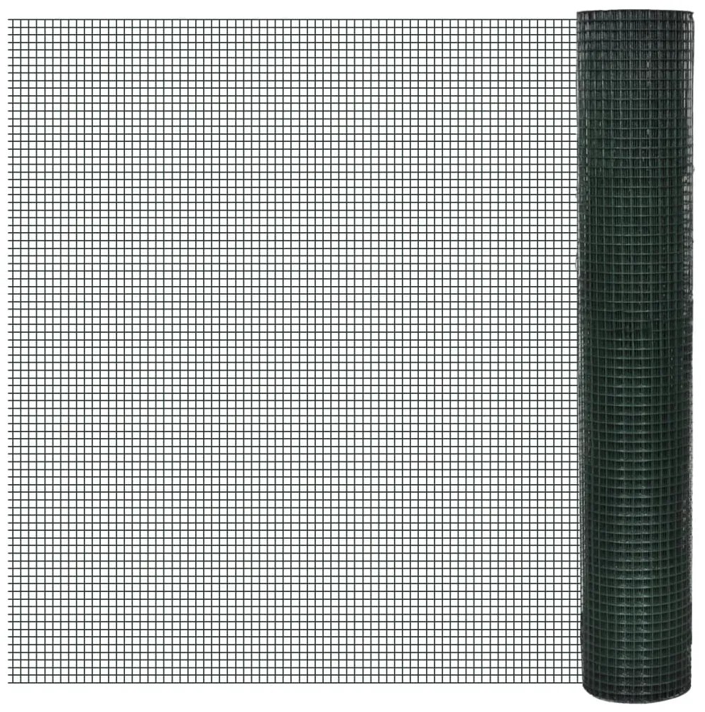 Cerca arame p/ galinheiro c/ revestimento PVC 25x1 m aço verde
