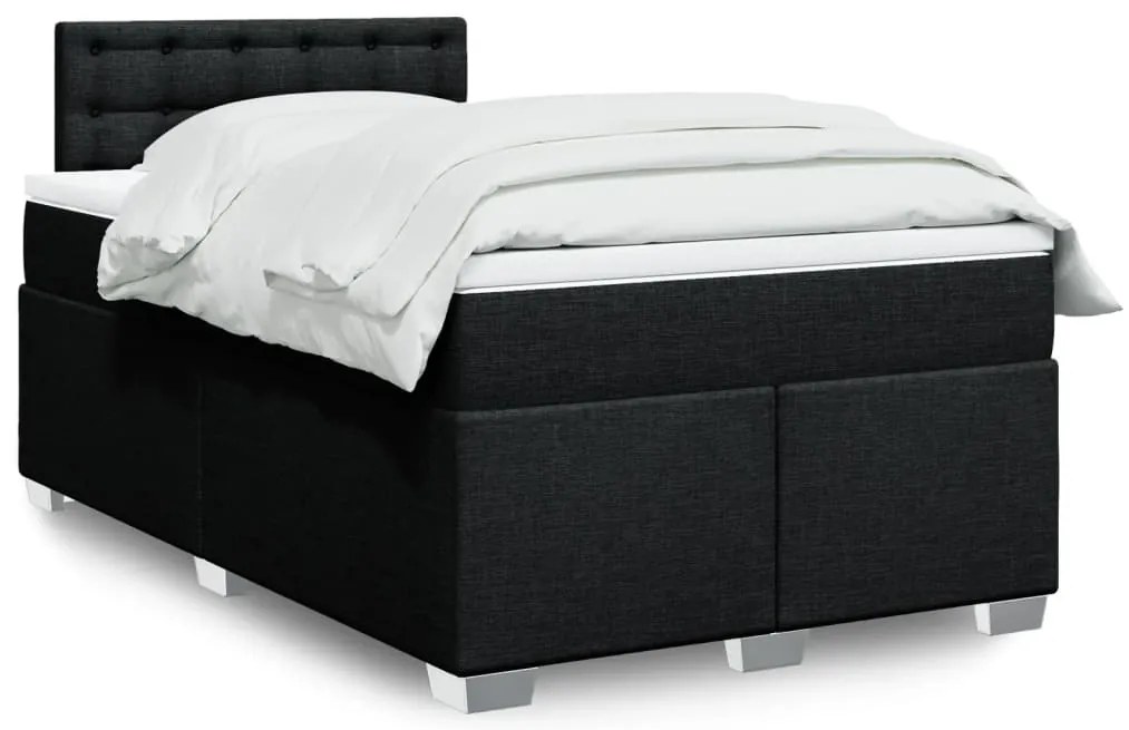 Cama boxspring com colchão 120x190 cm tecido preto