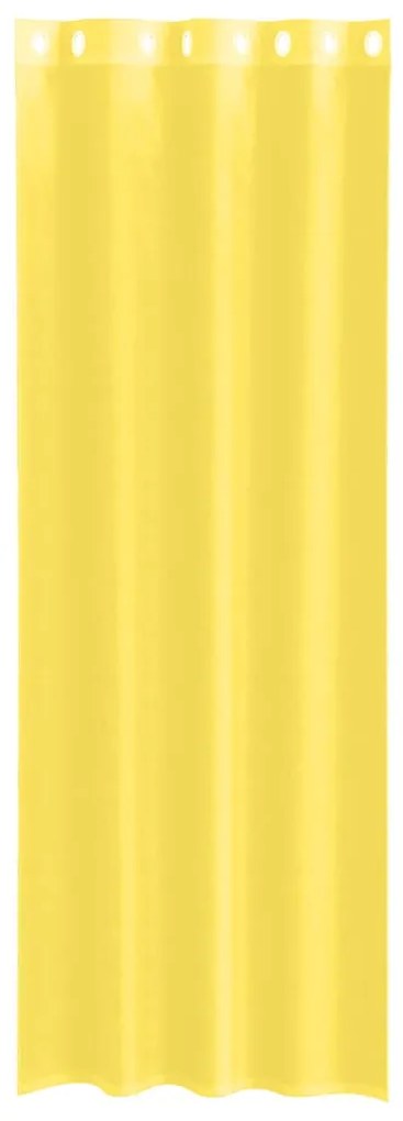 Cortinas de voile com ilhós 2 pcs amarelo